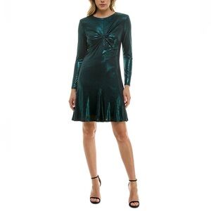 NEW! Petite Metallic Twist-Front Fit & Flare Dress